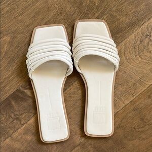 Dolce Vita Nyan Flat Slide Sandals Square Toe Cream Off White Size 11
